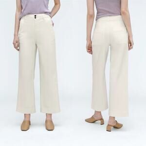 New Everlane The Organic Wide Leg Pants Bone Women 2 NWT High Waisted